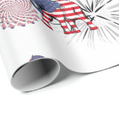 アメリカ国旗の花火象7月4日パーティー ラッピングペーパー (ロールコーナー)