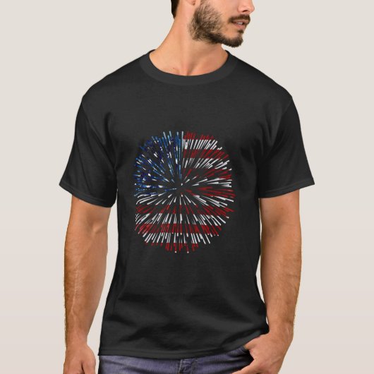 アメリカ国旗の花火7月4日アメリカ・パトリオ Tシャツ (正面)