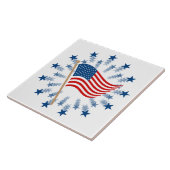 アメリカ国旗の花火　星の爆発　7月4日 タイル (側面)