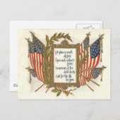 アメリカ国旗の花輪 記念日 ポストカード (正面/裏面)