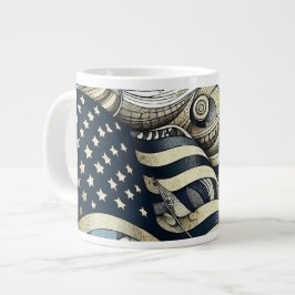 アメリカ国旗の芸術 ジャンボコーヒーマグカップ