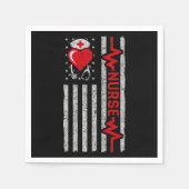アメリカ国旗の英雄ハートライフナース評価 スタンダードカクテルナプキン (正面)