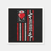 アメリカ国旗の英雄ハートライフナース評価 スタンダードカクテルナプキン (正面)