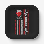 アメリカ国旗の英雄ハートライフナース評価 ペーパープレート (正面)