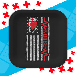 アメリカ国旗の英雄ハートライフナース評価 ペーパープレート