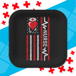 アメリカ国旗の英雄ハートライフナース評価 ペーパープレート