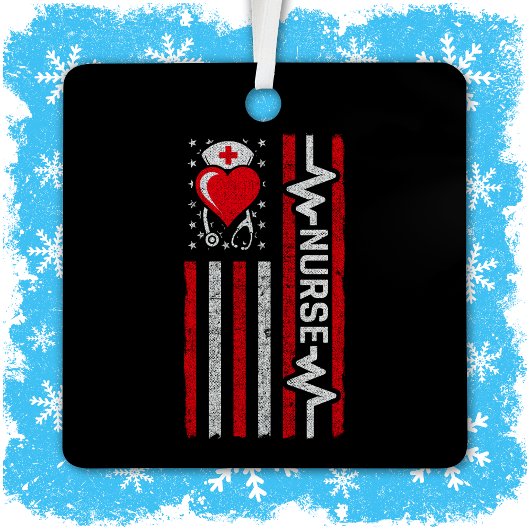 アメリカ国旗の英雄ハートライフナース評価 メタルオーナメント
