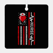 アメリカ国旗の英雄ハートライフナース評価 メタルオーナメント (裏面)