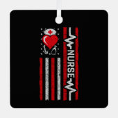 アメリカ国旗の英雄ハートライフナース評価 メタルオーナメント (正面)