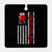 アメリカ国旗の英雄ハートライフナース評価 メタルオーナメント (裏面)