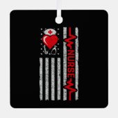 アメリカ国旗の英雄ハートライフナース評価 メタルオーナメント (正面)