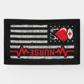 アメリカ国旗の英雄ハートライフナース評価 横断幕 (横)