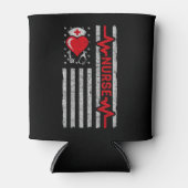 アメリカ国旗の英雄ハートライフナース評価 缶クーラー (正面)