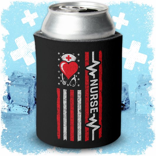 アメリカ国旗の英雄ハートライフナース評価 缶クーラー