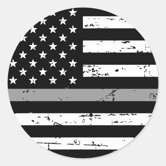 アメリカ国旗の薄いシルバーライン ラウンドシール (正面)