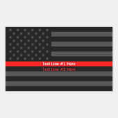 アメリカ国旗の薄い赤線あなたのテキストを象徴 長方形シール (正面)
