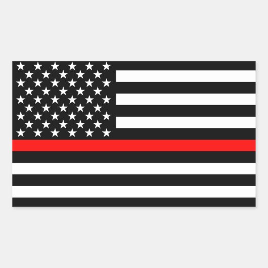アメリカ国旗の薄い赤線の記念碑オン 長方形シール (正面)