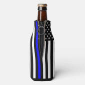 アメリカ国旗の薄い青い線の象徴的な記念碑 ボトルクーラー (ボトル裏面)