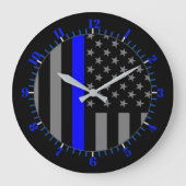 アメリカ国旗の薄い青い線の象徴的な記念碑 ラージ壁時計 (正面)