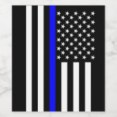 アメリカ国旗の薄い青い線の象徴的な記念碑 ワインラベル (シングルラベル)