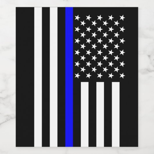 アメリカ国旗の薄い青い線の象徴的な記念碑 ワインラベル (シングルラベル)