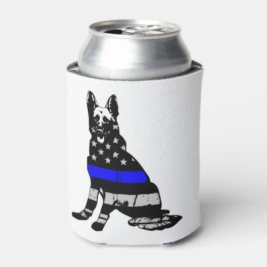 アメリカ国旗の薄い青い線ドイツの羊飼い 缶クーラー (缶正面)
