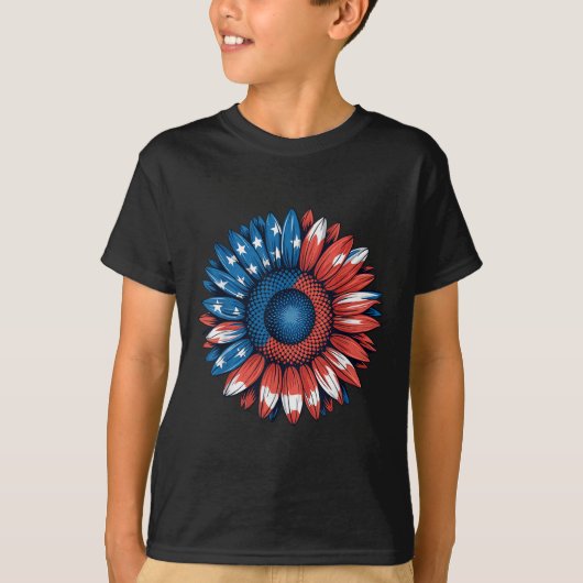 アメリカ国旗の蝶タイ7月の女の子の愛国心の4日 Tシャツ (正面)