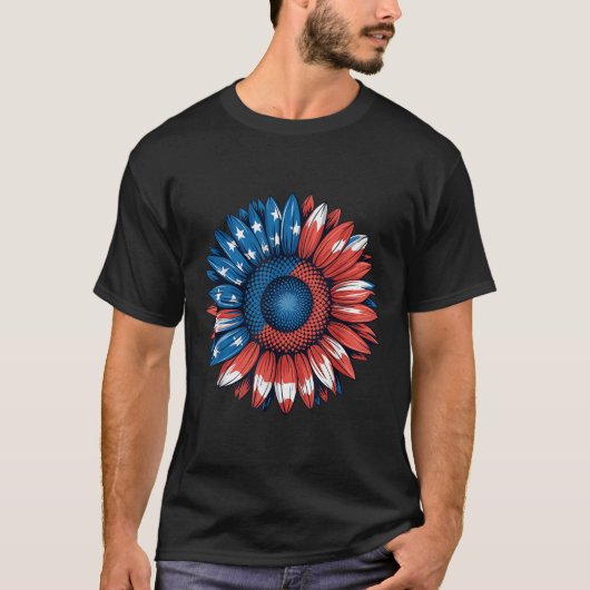 アメリカ国旗の蝶タイ7月の女の子の愛国心の4日 Tシャツ (正面)