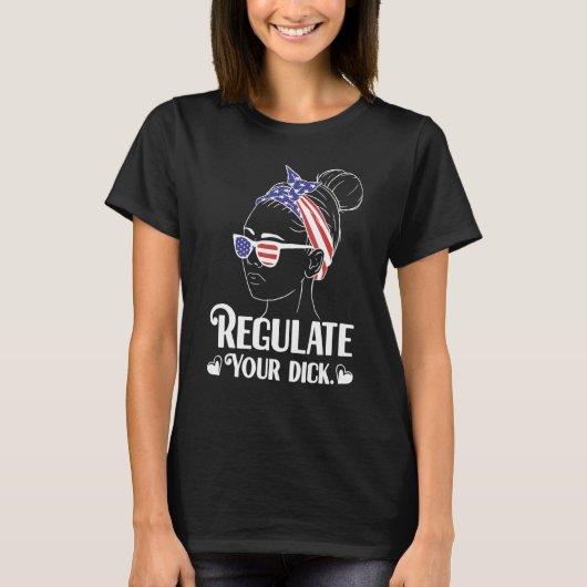アメリカ国旗の蝶ネクタイでお尻を整えろ プロチョイス Tシャツ (正面)