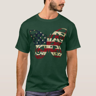 アメリカ国旗の蝶 Tシャツ