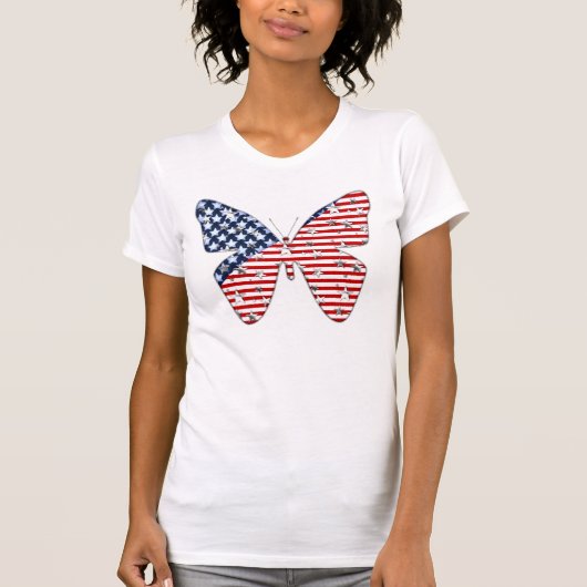 アメリカ国旗の蝶 Tシャツ (正面)