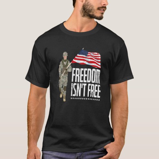 アメリカ国旗の解放愛国的兵士アメリカ芽守 Tシャツ (正面)
