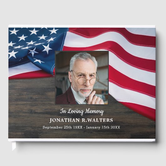 アメリカ国旗の記念写真軍隊葬儀 ゲストブック (正面)