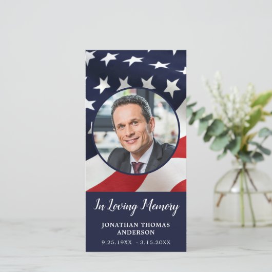 アメリカ国旗の記念祈りの言葉カードブックマーク写真 (スタンド正面)