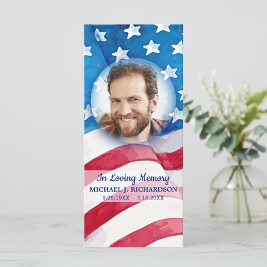 アメリカ国旗の記念祈りの言葉ブックマークと写真 (スタンド正面)