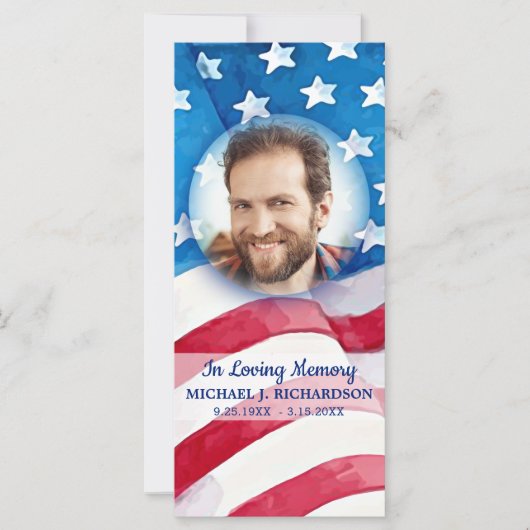 アメリカ国旗の記念祈りの言葉ブックマークと写真 (正面)