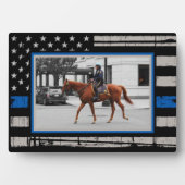 アメリカ国旗の警察官薄い青い線 フォトプラーク (正面)