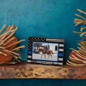 アメリカ国旗の警察官薄い青い線 フォトプラーク (側面)