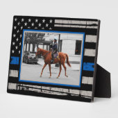 アメリカ国旗の警察官薄い青い線 フォトプラーク (側面)