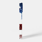 アメリカ国旗の赤い青い輝フェイクくグリッターお名前 iPhoneケース (右側面)