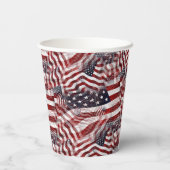 アメリカ国旗の赤白青ストライプスターズパターン 紙コップ (裏面)