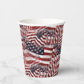 アメリカ国旗の赤白青ストライプスターズパターン 紙コップ (正面)