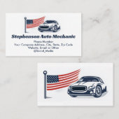 アメリカ国旗の車の愛国的な自動車整備士サービス 名刺 (正面/裏面)