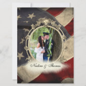 アメリカ国旗の軍人向け結婚式招待状（写真付き） 招待状 (正面)