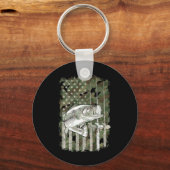 アメリカ国旗の迷彩柄B魚の魚釣り(Ck上) キーホルダー (正面)