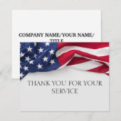 アメリカ国旗の退役軍人への感謝カード(企業向け) サンキューカード (正面/裏面)