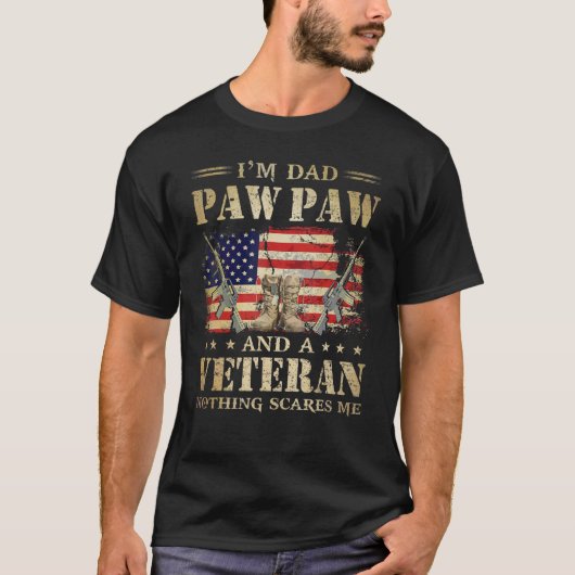 アメリカ国旗の退役軍人デー私はパパポーポーとA Tシャツ (正面)