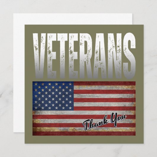 アメリカ国旗の退役軍人7月4日ありがとうございました サンキューカード (正面/裏面)