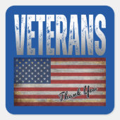 アメリカ国旗の退役軍人7月4日ありがとうございました スクエアシール (正面)