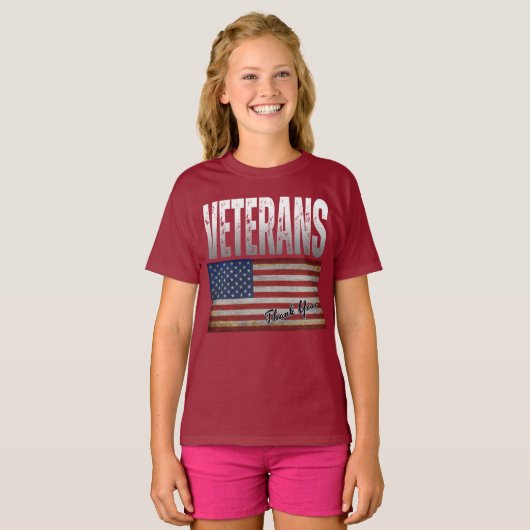 アメリカ国旗の退役軍人7月T市の4thありがとう Tシャツ (正面フル)